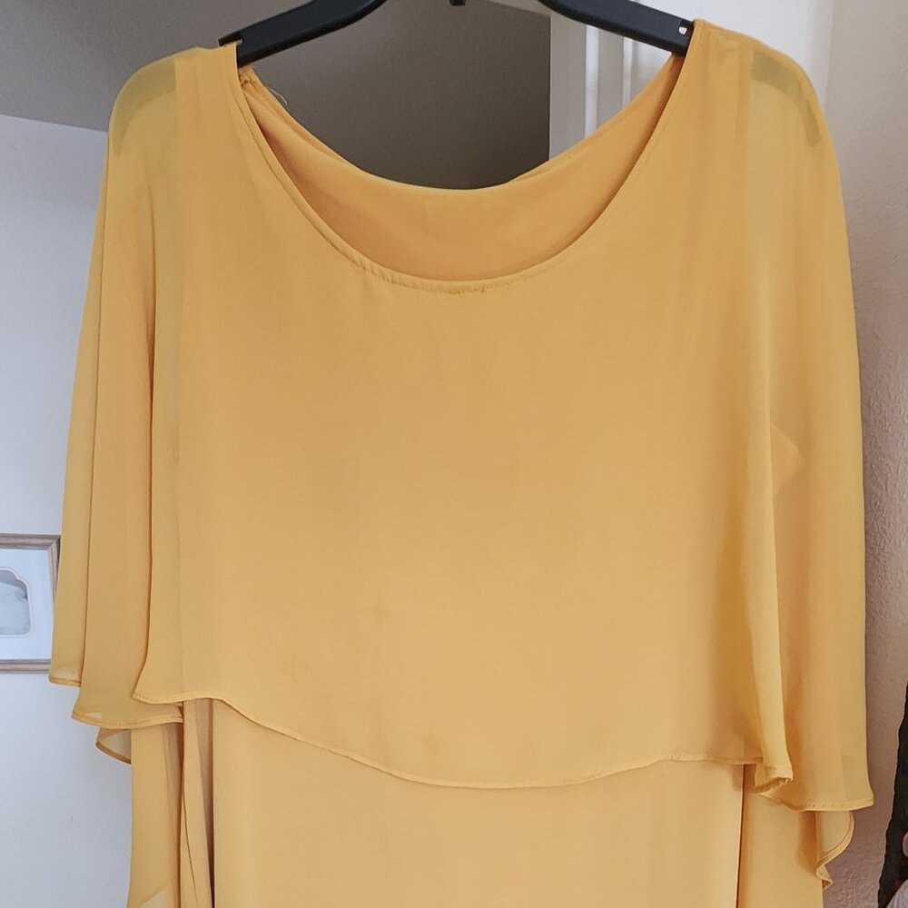 Short Golden Yellow Cape Dress